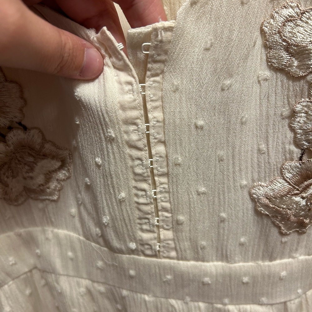 Joyfolie Cream Maxi Dress with Floral Accents - Picture 4 of 8